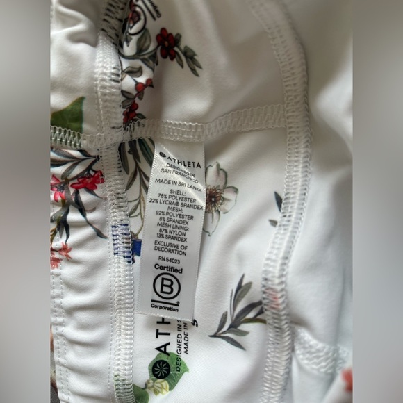 Athleta Contender 7/8 Tight Leggings Blossom Floral Side Stripe Size Small - Picture 11 of 13